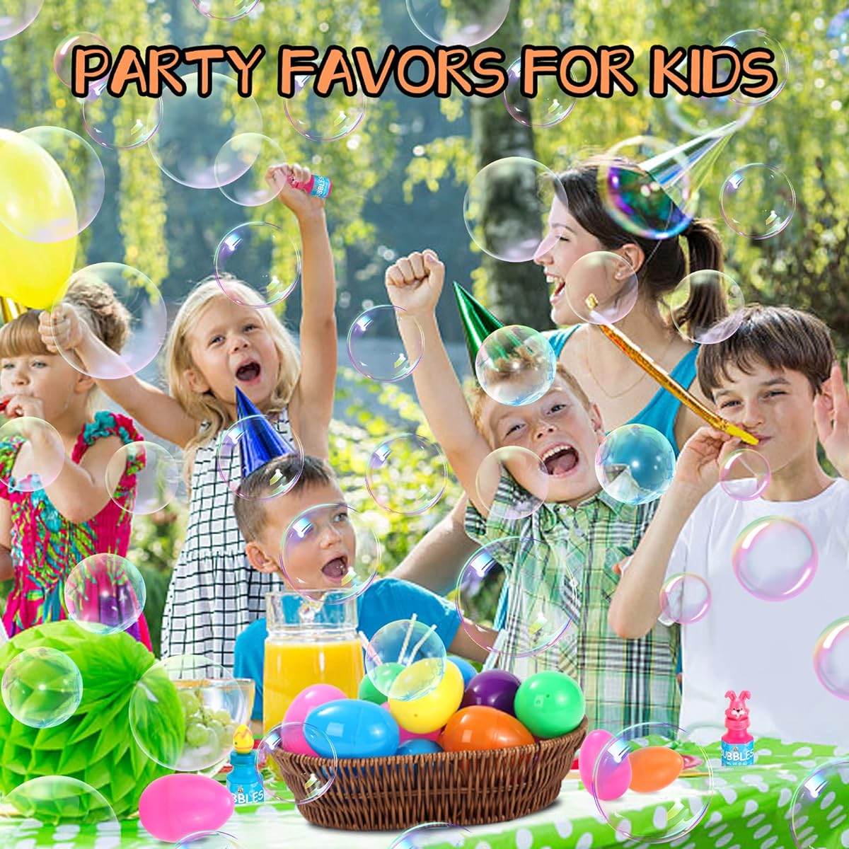 32pcs Easter Egg Fillers, Easter Basket Stuffers, Easter Eggs with Bubble Wand, Easter Eggs with Toys for Kids, Boys and Girls, Easter Egg Hunt, Easter Bubbles Party Favors