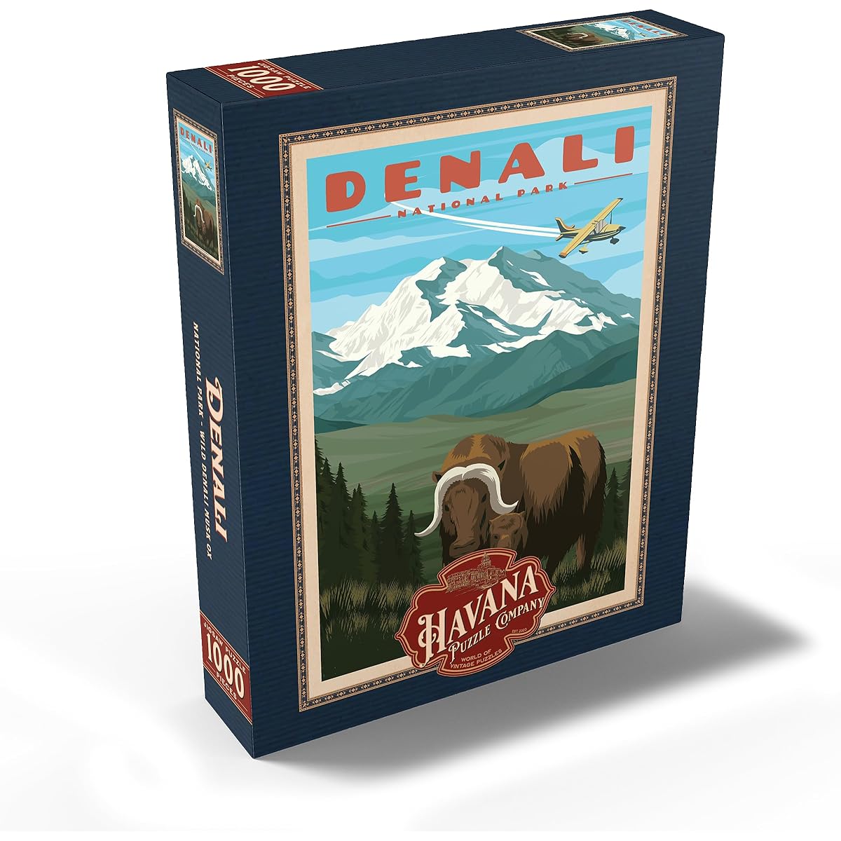 Denali National Park - Wild Denali Skox, Vintage Travel Poster - Premium 1000 Piece Jigsaw Puzzle for Adults