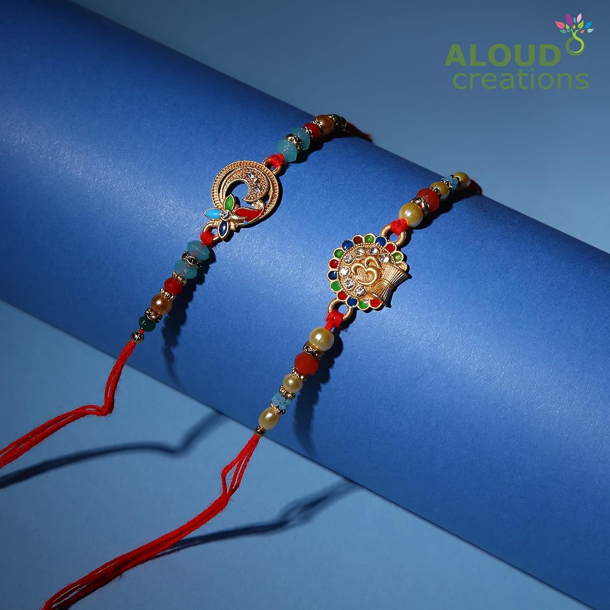 ALOUD CREATIONS Stylish Rakhi Combo | Roli Chawal and Raksha Bandhan Greeting Cards for Men | Set of 6, Alloy Steel, Simulated Diamonds, Pack of 6, Alloy Steel, Simulated Diamonds