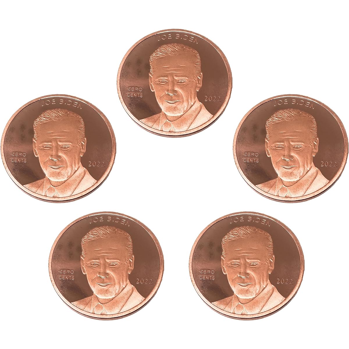 METAL MAGERY Joe Biden Zero Cent Novelty Rounds 5 Pack (Copper)