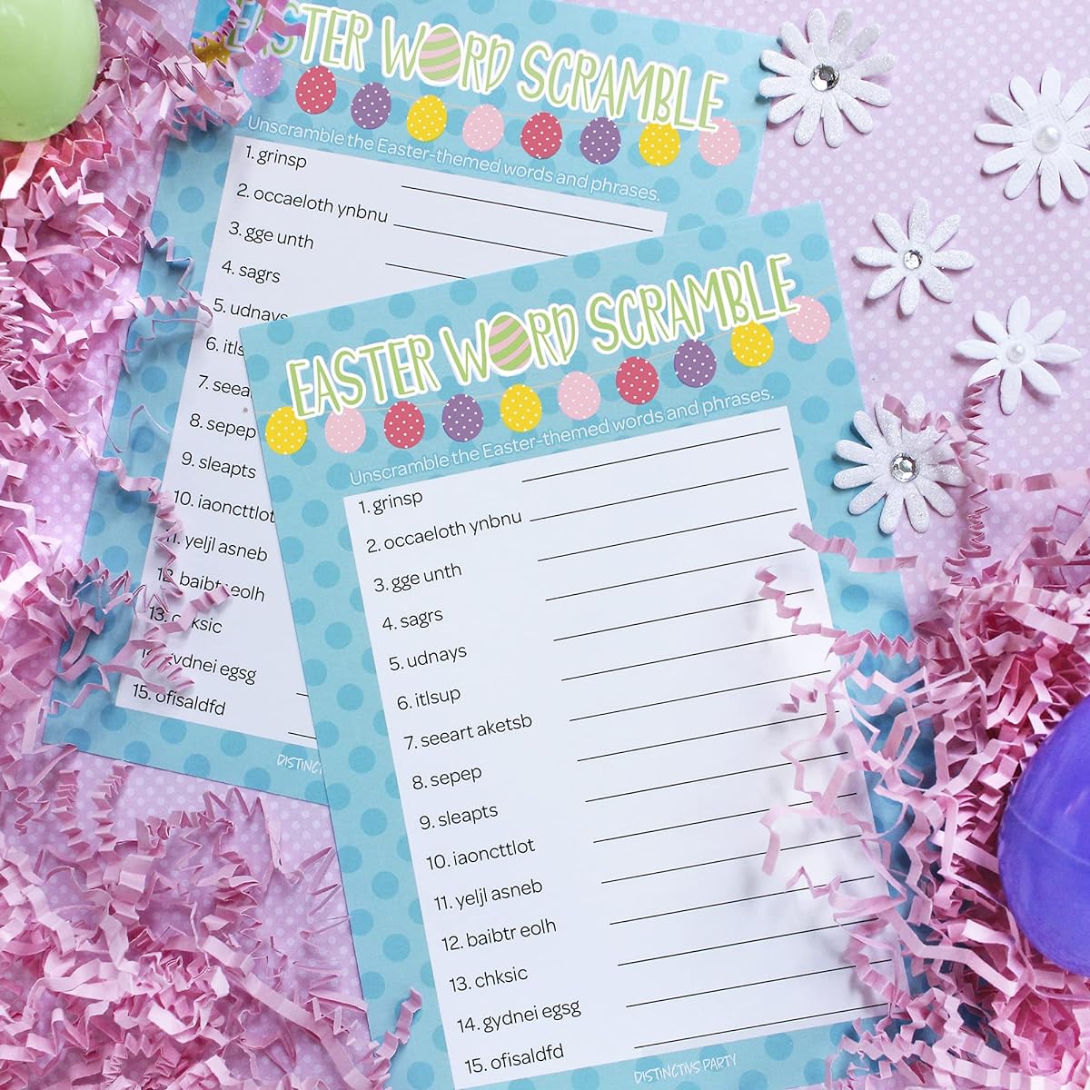 Easter Themed Word Scramble Classroom Party Game - 25 Player Cards