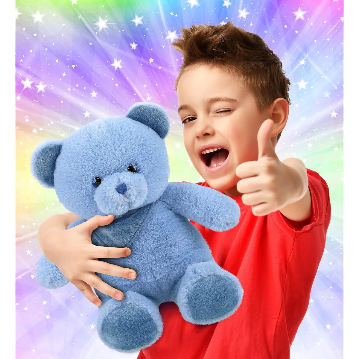 DolliBu Stuffed Animal Bear Plush Toy - Soft Cuddly Baby Blue Bear Adorable Play Bear Stuffed Animal Cute Wild Animal Cuddle Gift Super Soft Plush Doll Animal Toy for Kids and Adults - 8 Inch