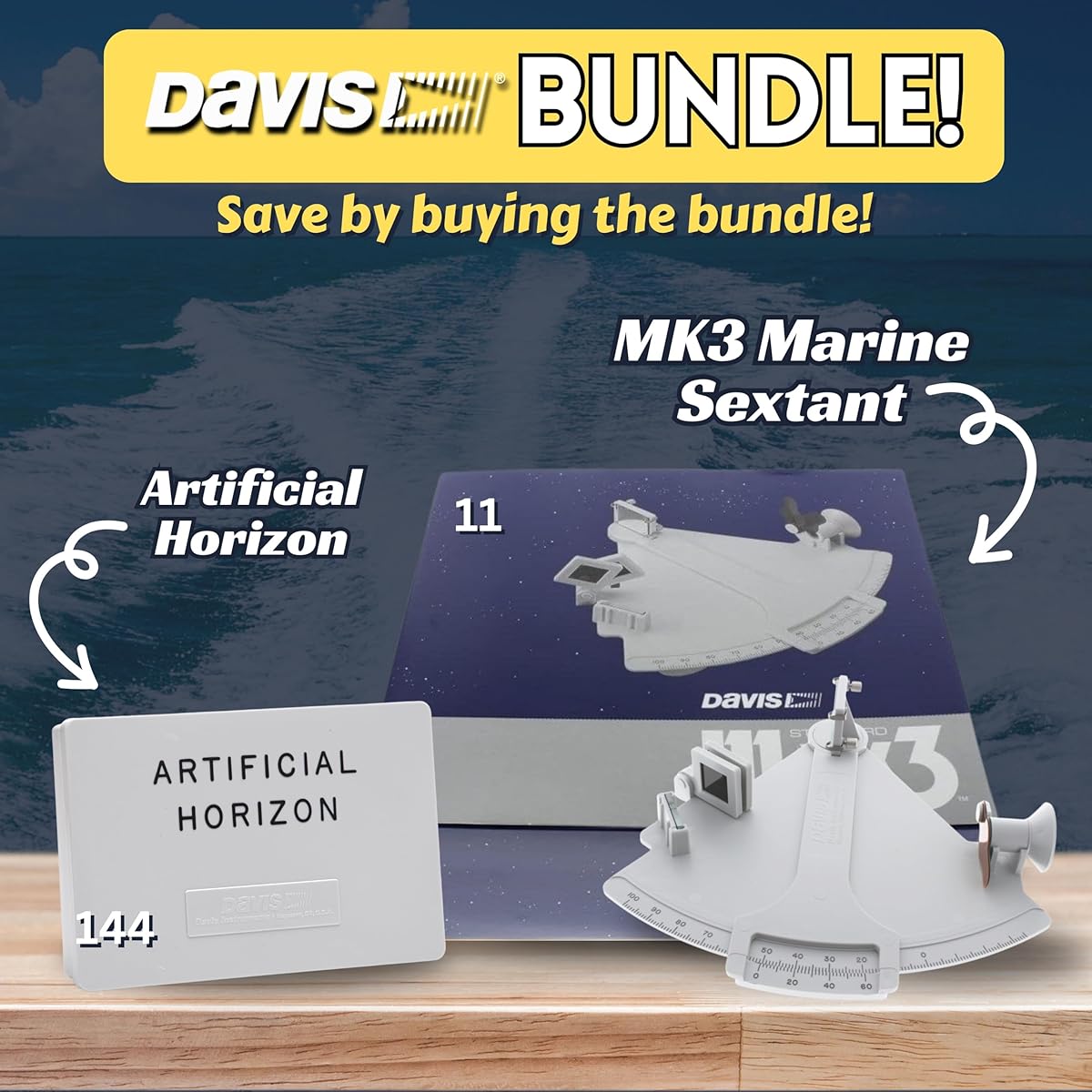 Davis Sextant Mark 3 Artificial Horizon 144 Navigation Bundle (2 Items)