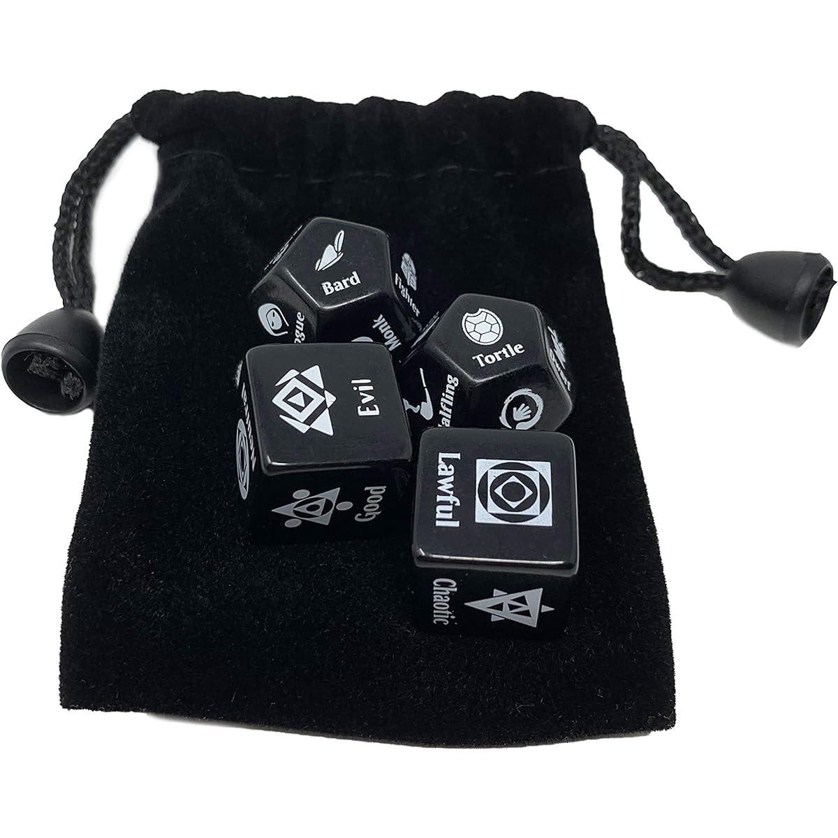Citadel Black Character Random Dice Set - Randomize Class, Race and Alignment for Characters and NPCs for Dungeons & Dragons 5th Edition & Other Tabletop Roleplaying Games