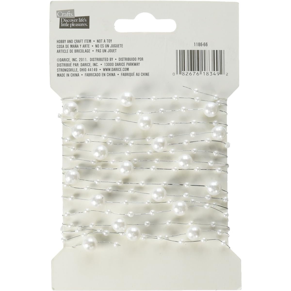 Beaded wire garland 3 yards/Pkg-white