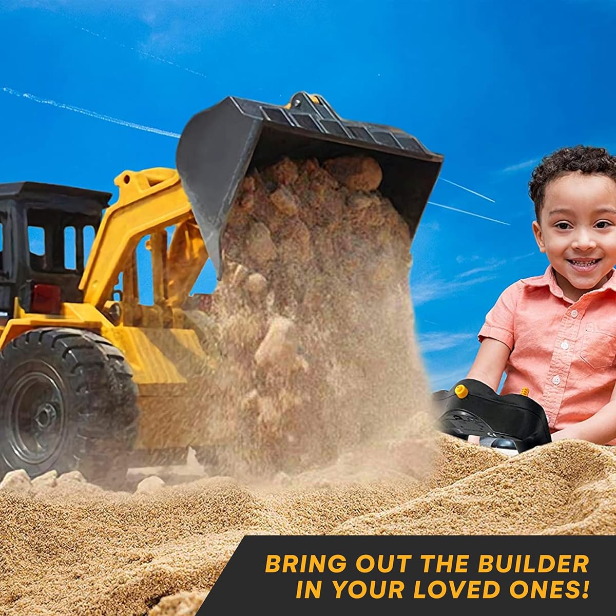 Top Race 6 Channel Fully Featured Wheel Loader RC Remote Control Construction Vehicle Toy Tractor with Lights & Sounds 2.4GHz (TR-113G)
