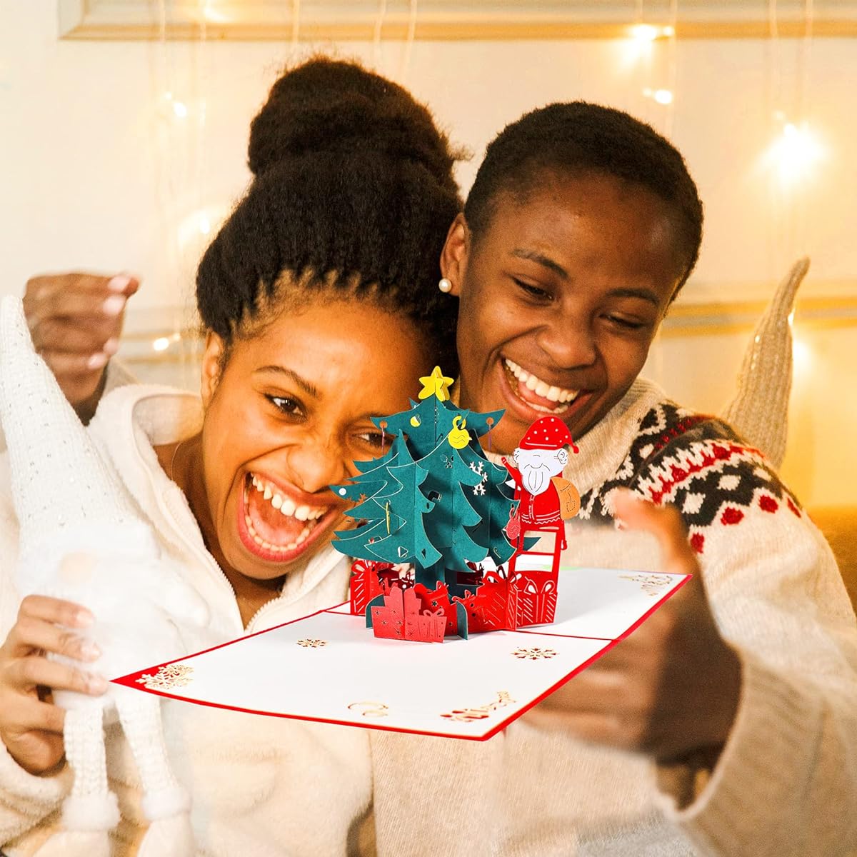 GREETING ART Merry Christmas Pop-up Card Christmas Card with Envelope Handmade 3D Pop-up Greeting Card Christmas Holiday Christmas Gift