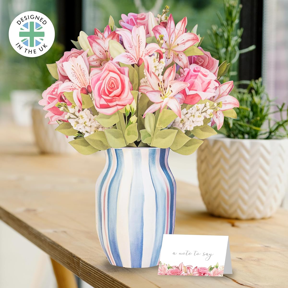 CENTRAL 23 Pieces Paper Flower Bouquet Birthday Cards for Women, Girlfriend, Wife, Mother - 14 x 9 Inch 3D Pop Up Cards with Lilies and Roses - Fresh Cut Paper Flower Greeting Cards and Envelopes - Mother's Day, Anniversary