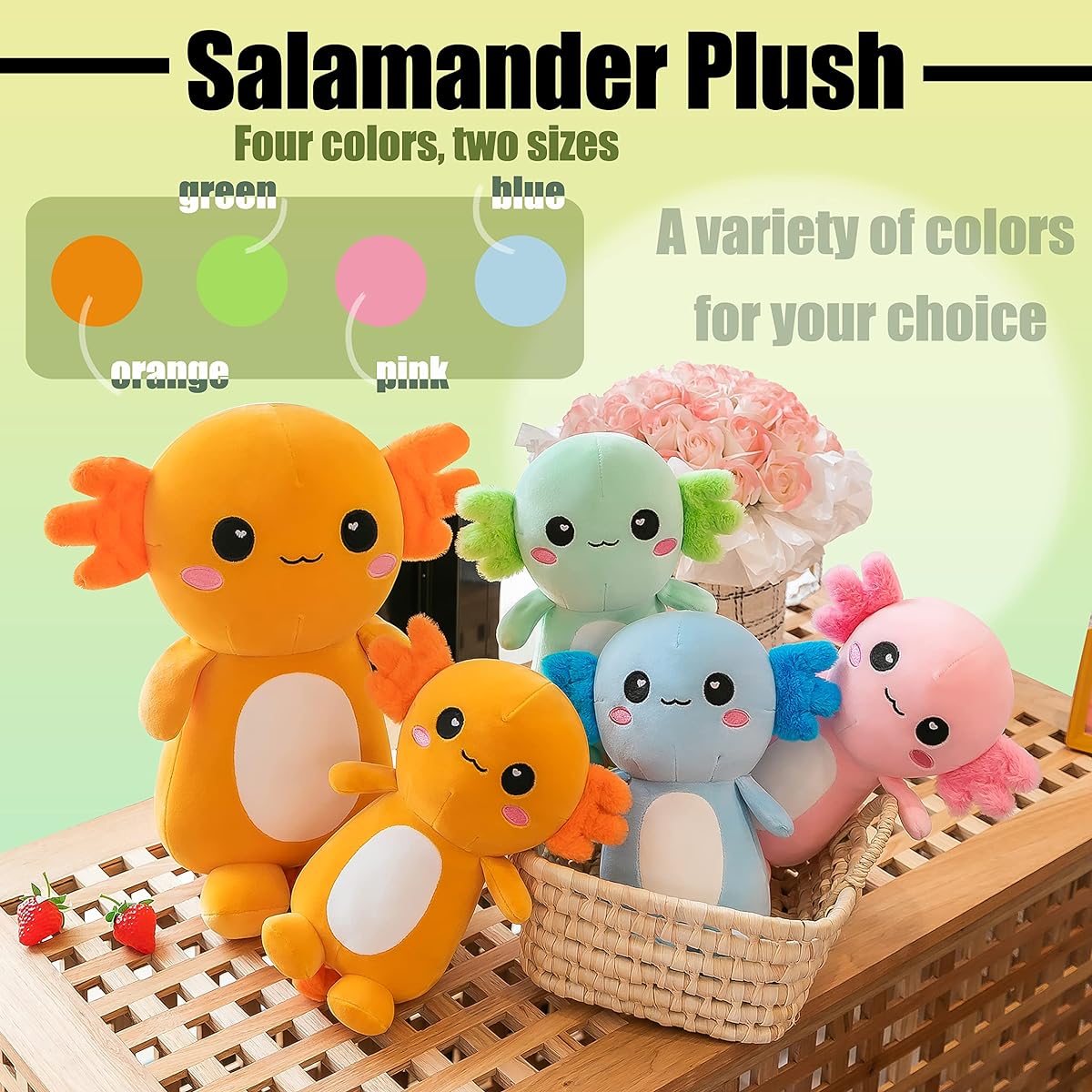 CNAANA Cute Axolotl Plush Toy, Salamander Stuffed Animal, Soft Axolotl Plush Toy, Gift for Boys/Girls (Orange, 13.8"/35cm)
