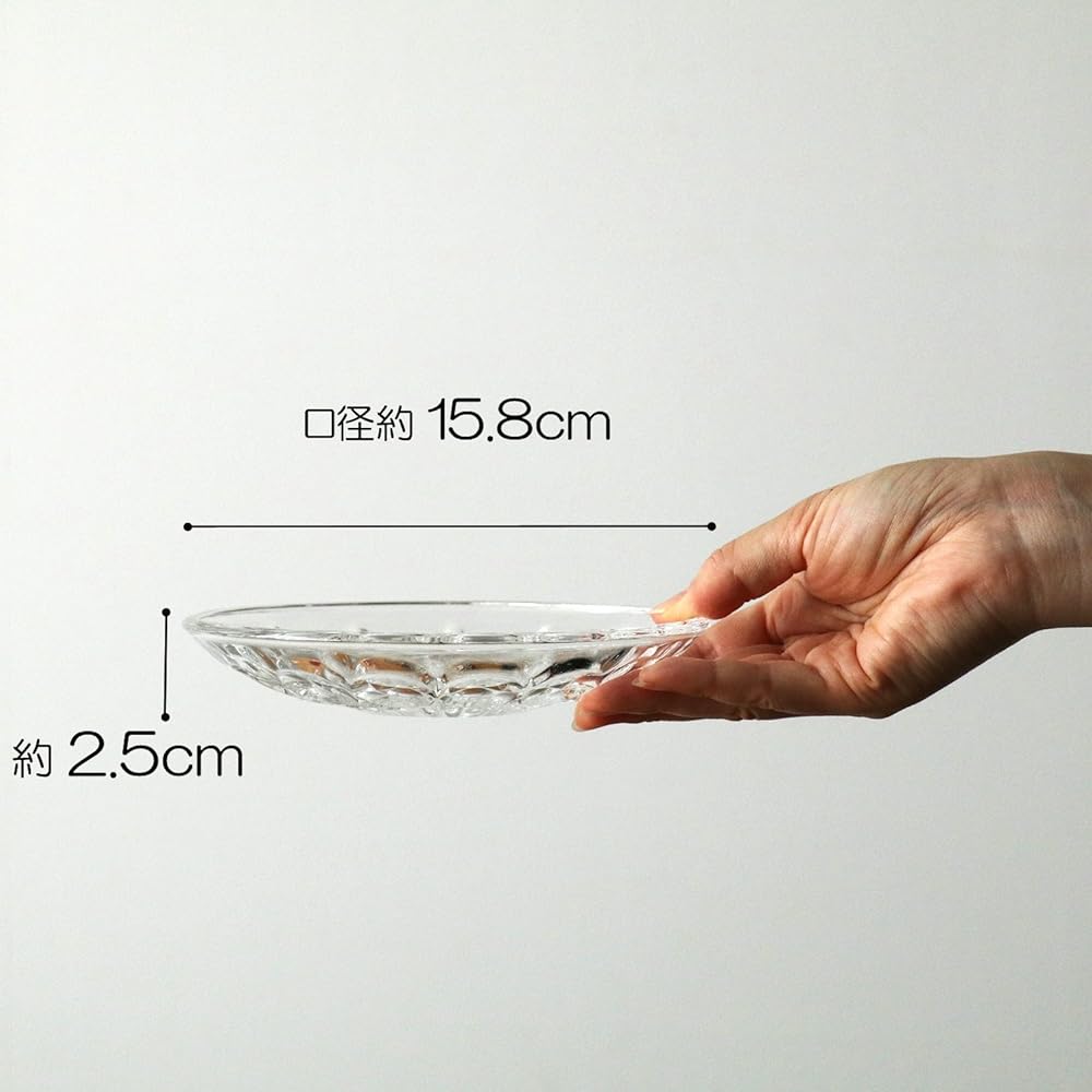Adelia Glass Plate Clear Maximum 15.8 x Height 2.5cm Suigetsu Small Plate Set of 6 Crystal Glass Made in Japan F-70705