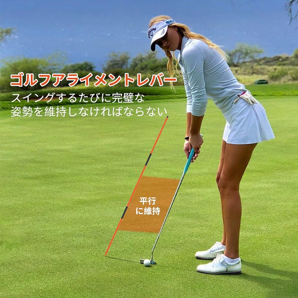 MSOAT Swing Practice Machine Alignment Stick Golf Practice Equipment Golf Practice Device Set of 2 Foldable Trajectory Correction Flying Distance Posture Correction Golf Compass Swing Trainer Golf Practice Equipment