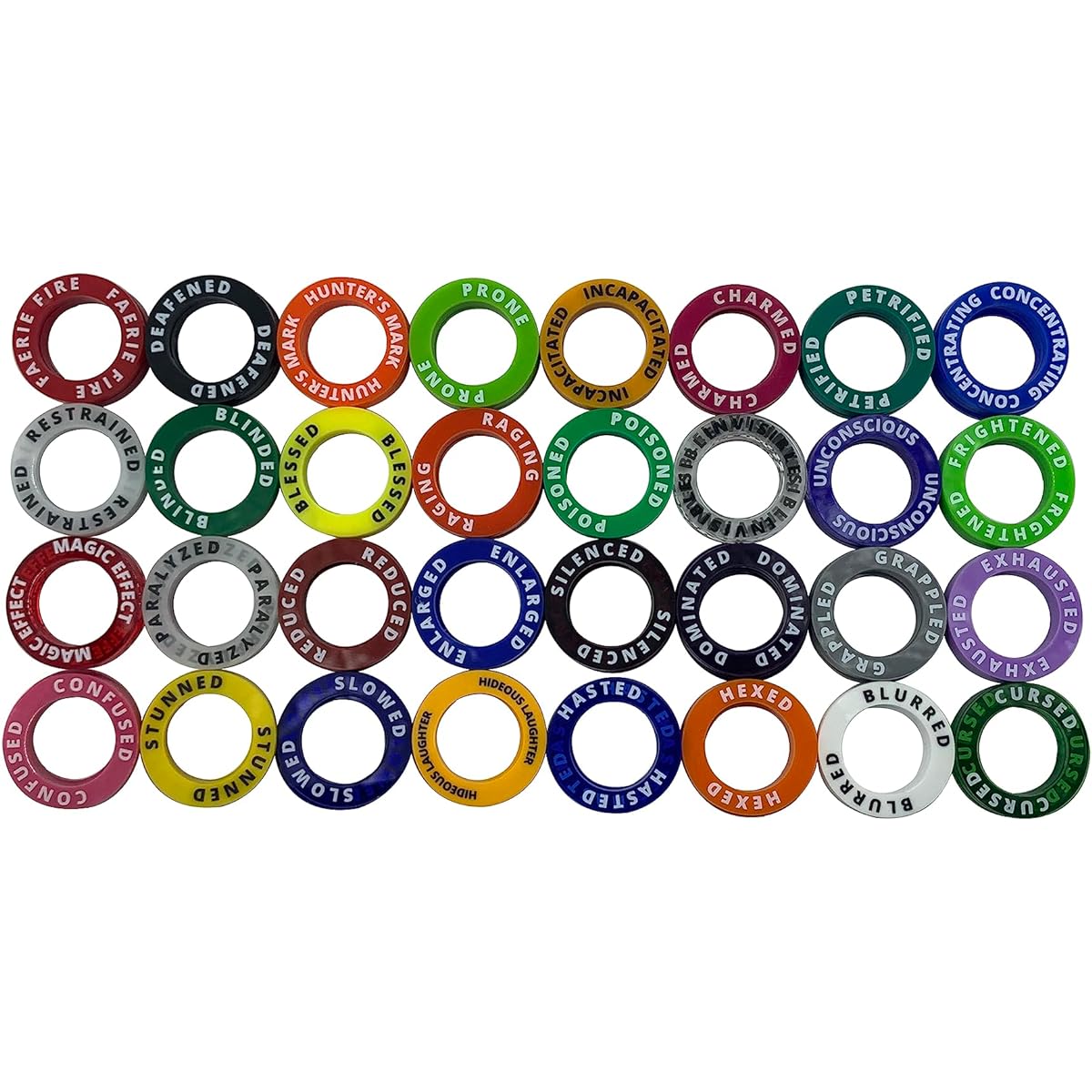 DND Miniatures Condition Markers - 160 Rings to Track 32 Status & Spell Effects for RPG/DND Minis