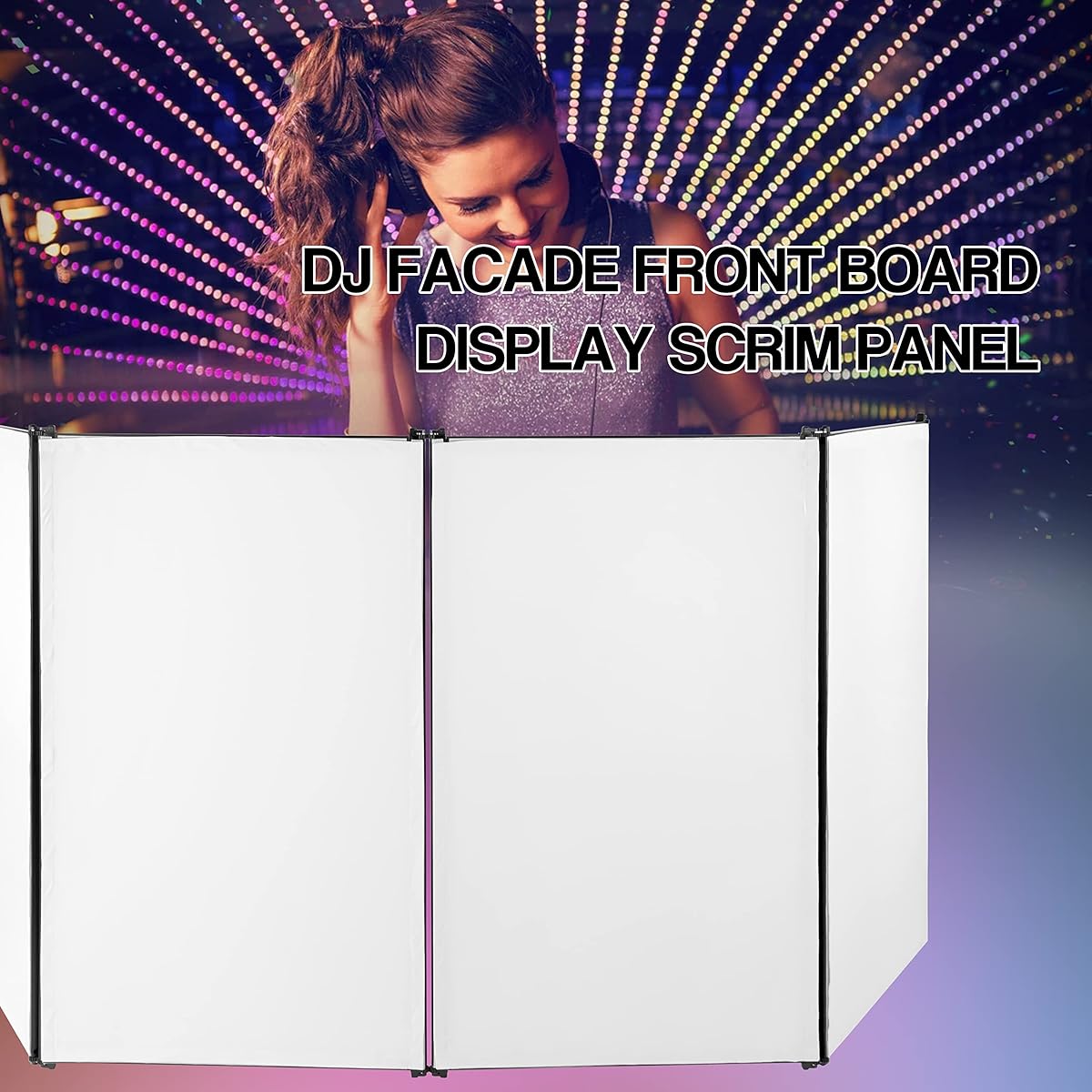 RECK PF-33 45" DJ Foldable Facade Portable Event Booth Panel with 4 Removable Black Metal Frames Projector Display Scrim Panel with Carry Bag