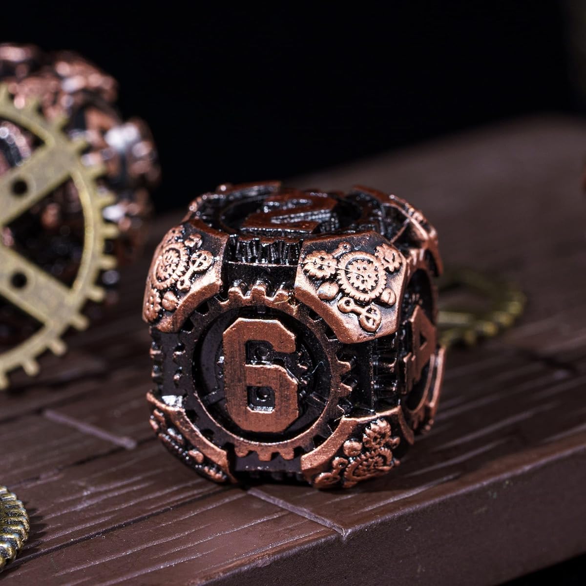 IUSTIDIE Metal Dice Set D&D 7 Dice DND Dice Metal Gear Dice with Dice Gift Bag for DND Dungeons and Dragons Role Playing Game Antique Copper