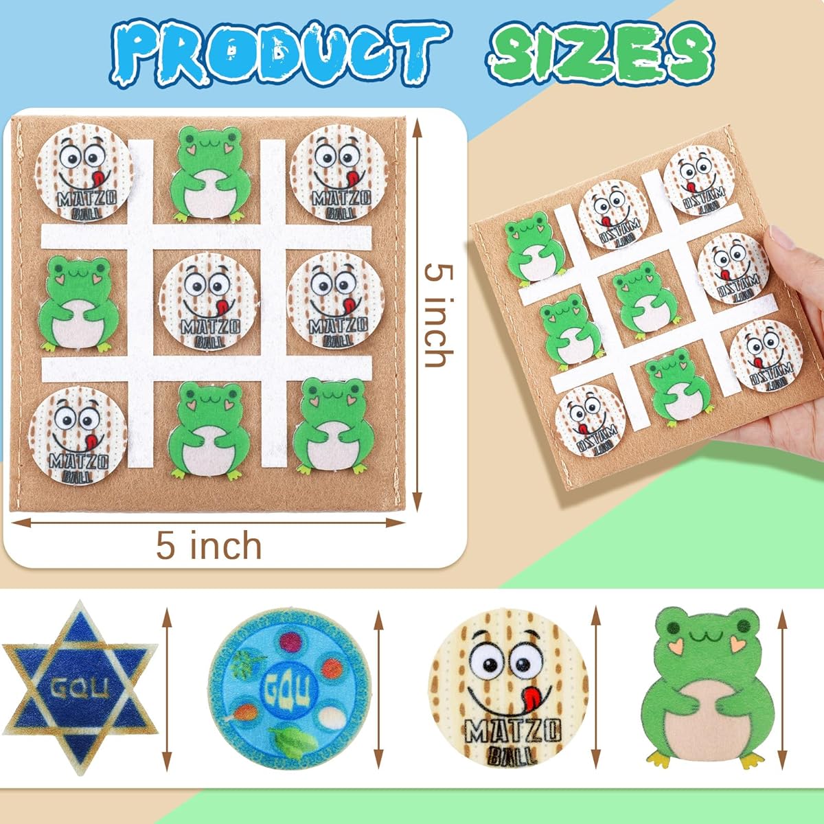 Rotatingpals 12 Set Passover Tic Tac Toe Gifts Jewish Seder Meal Passover Party Game Pesach Mini Board Game for Kids Adults Matzah Seder Passover Party Supplies Decorations