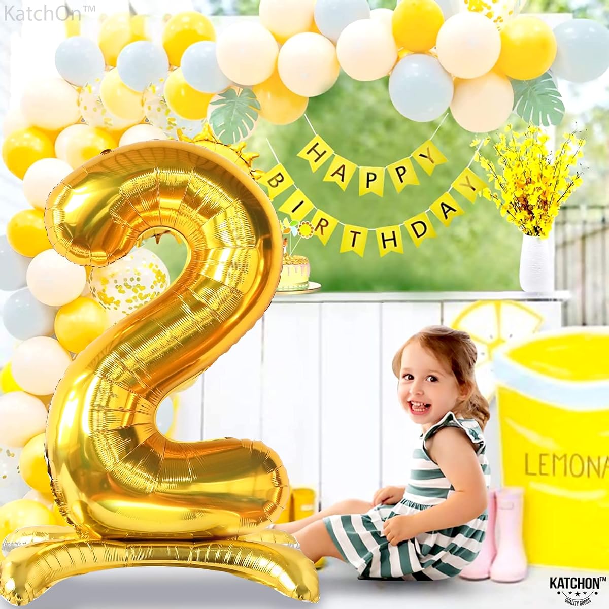 2 Gold Freestanding Foil Balloons