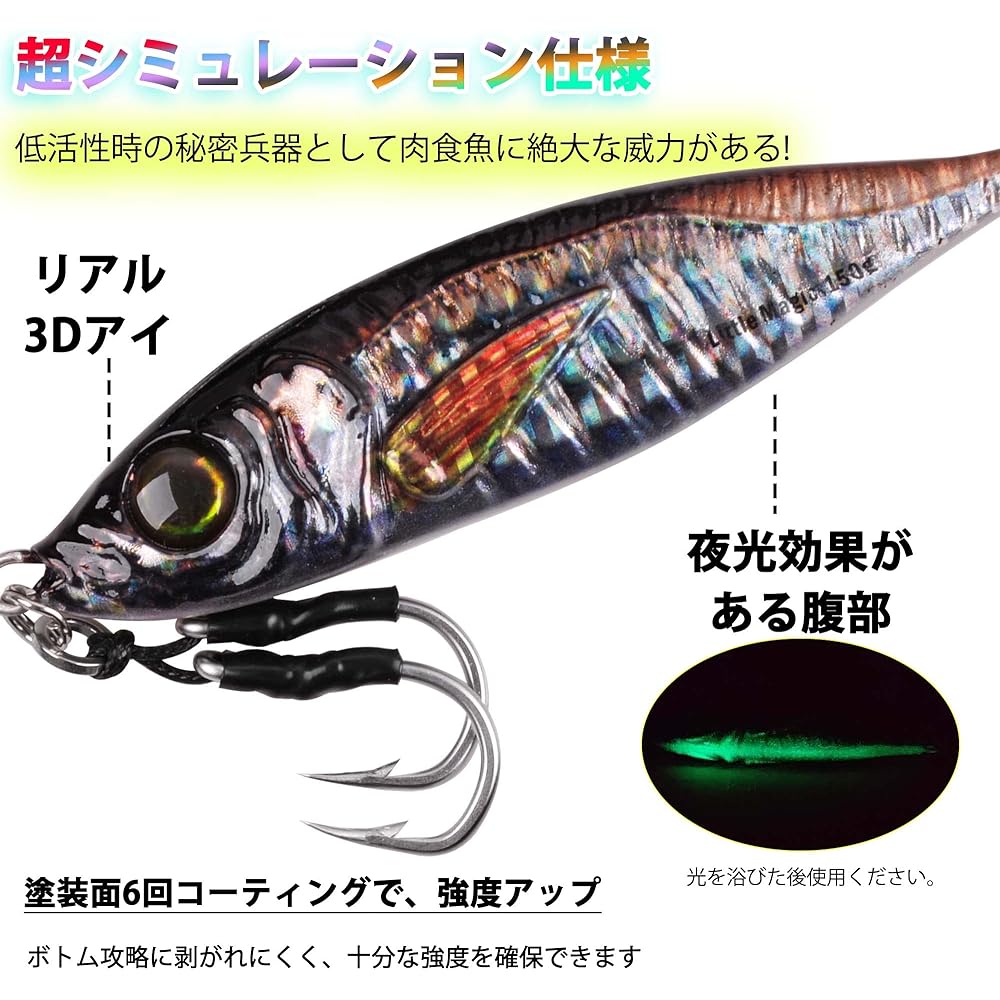 Metal Jig Set 80g 120g Lure Shore Jigging Offshore Jigging Slow Jigging Sea Fishing Boat Fishing Lure Red Sea Bream Root Fish Blue Fish Multi 3 Color Set