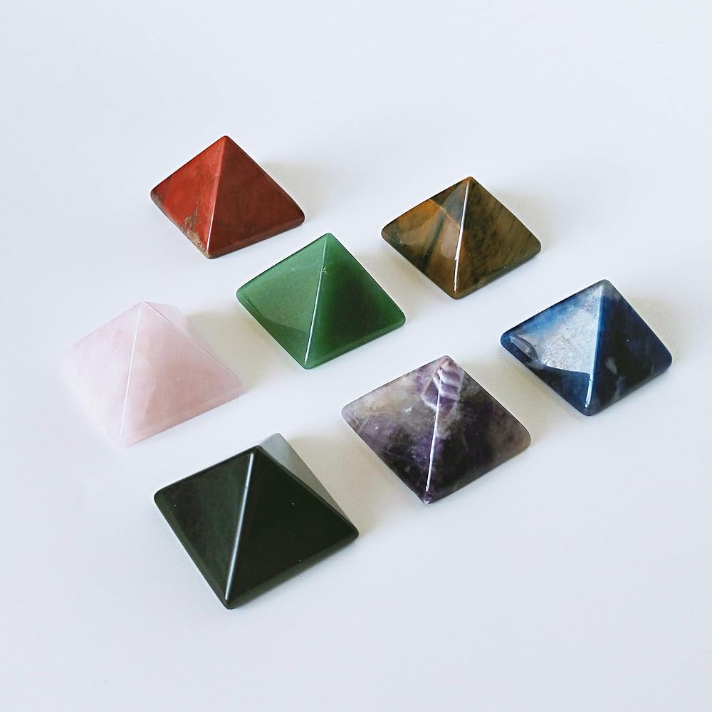 Mina Heal Natural Stone Power Stone Pyramid Improves Luck, Work Luck, Love Luck, Money Luck, Matchmaking, Fortune Telling, Feng Shui Item for Entrance, Living Room, Bedroom Interior