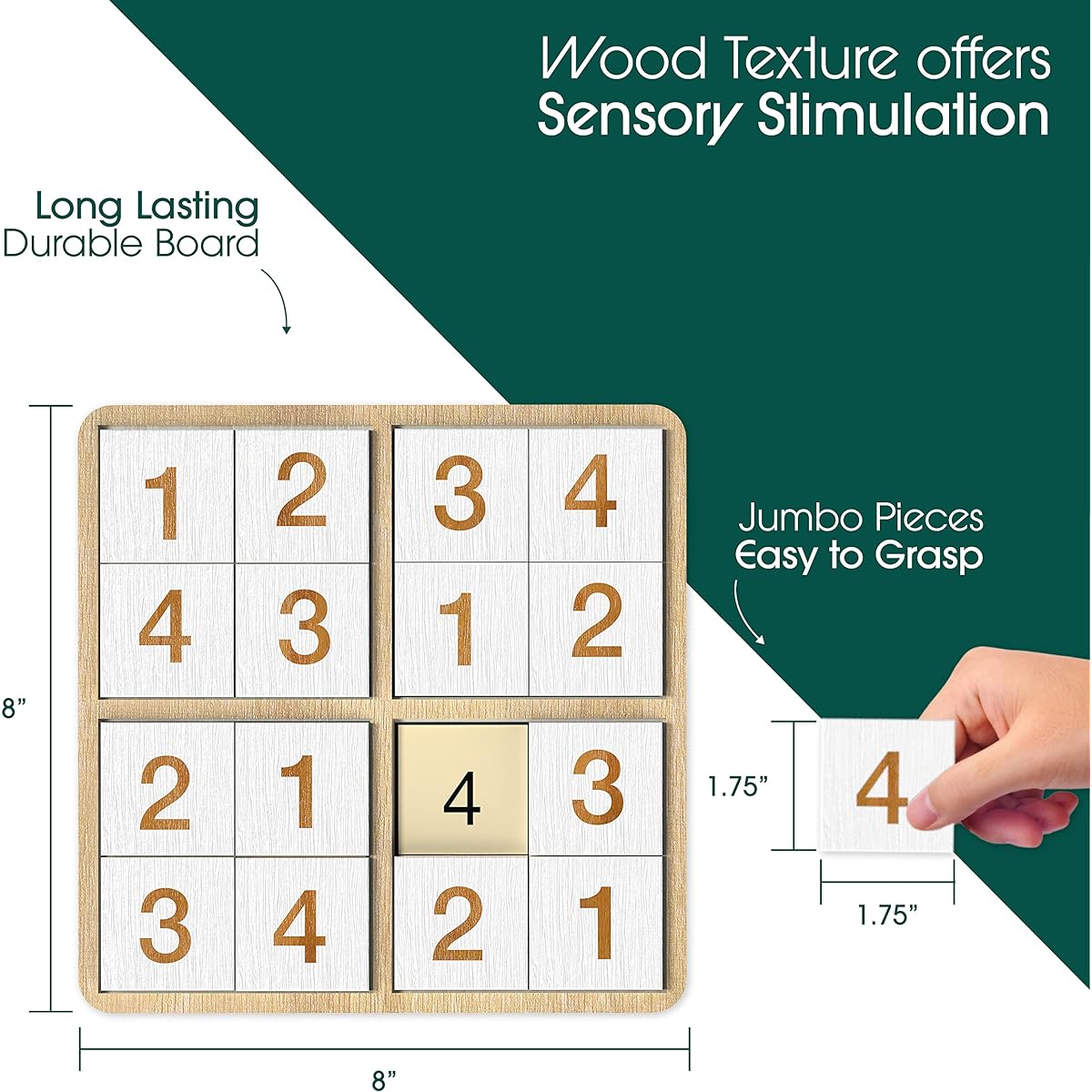 Keeping Busy Wooden Sudoku Board Game - Dementia Activities for Seniors - Easy Sudoku Puzzles for Adults - Large Pieces with Templates - Alzheimer's Products - Cognitive Games for Seniors - 3D Sudoku