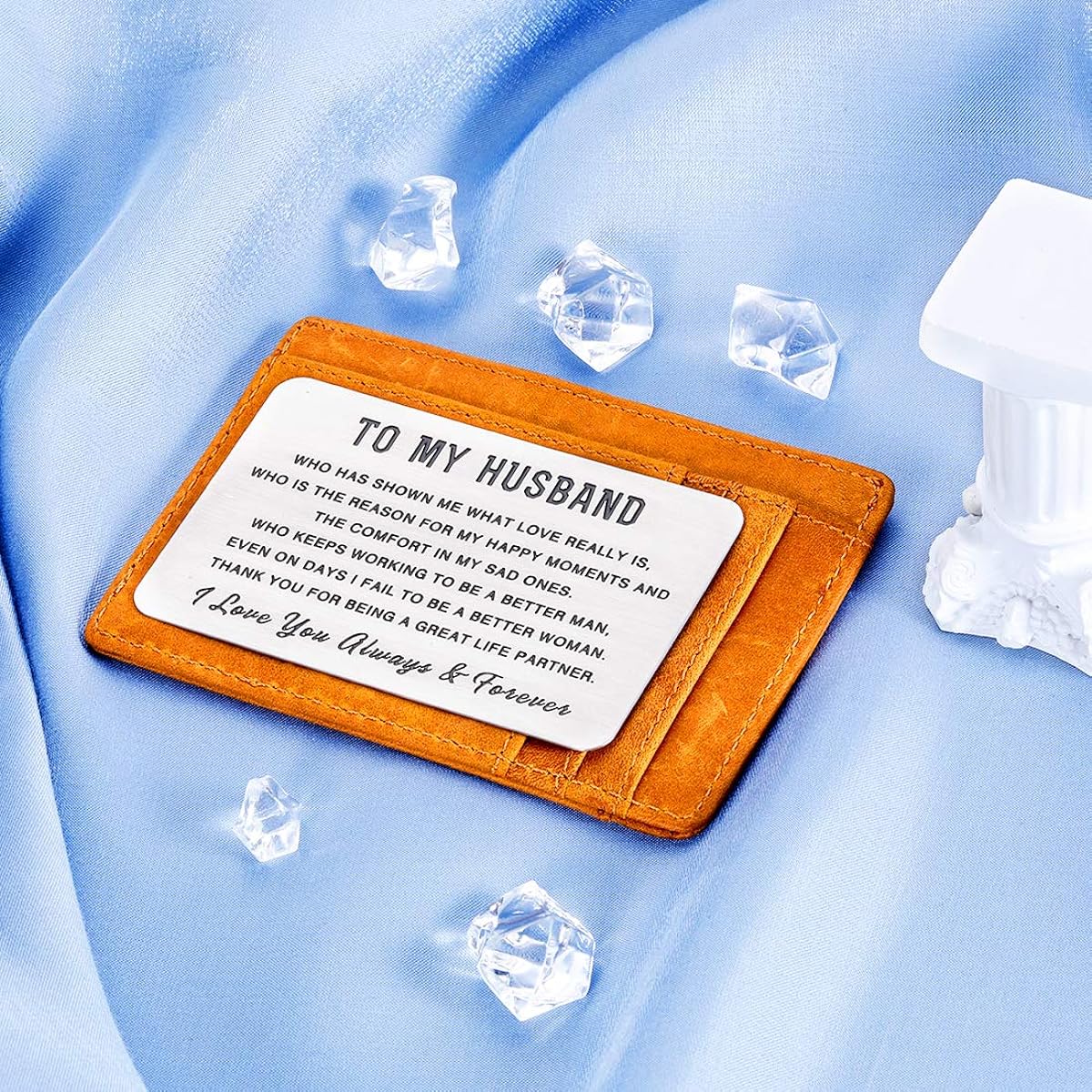 Husband Hubby Christmas Wedding Anniversary Gift Engraved Wallet Insert Card from Boyfriend Engagement Wedding Valentine's Day Mini Love Note Present for Men