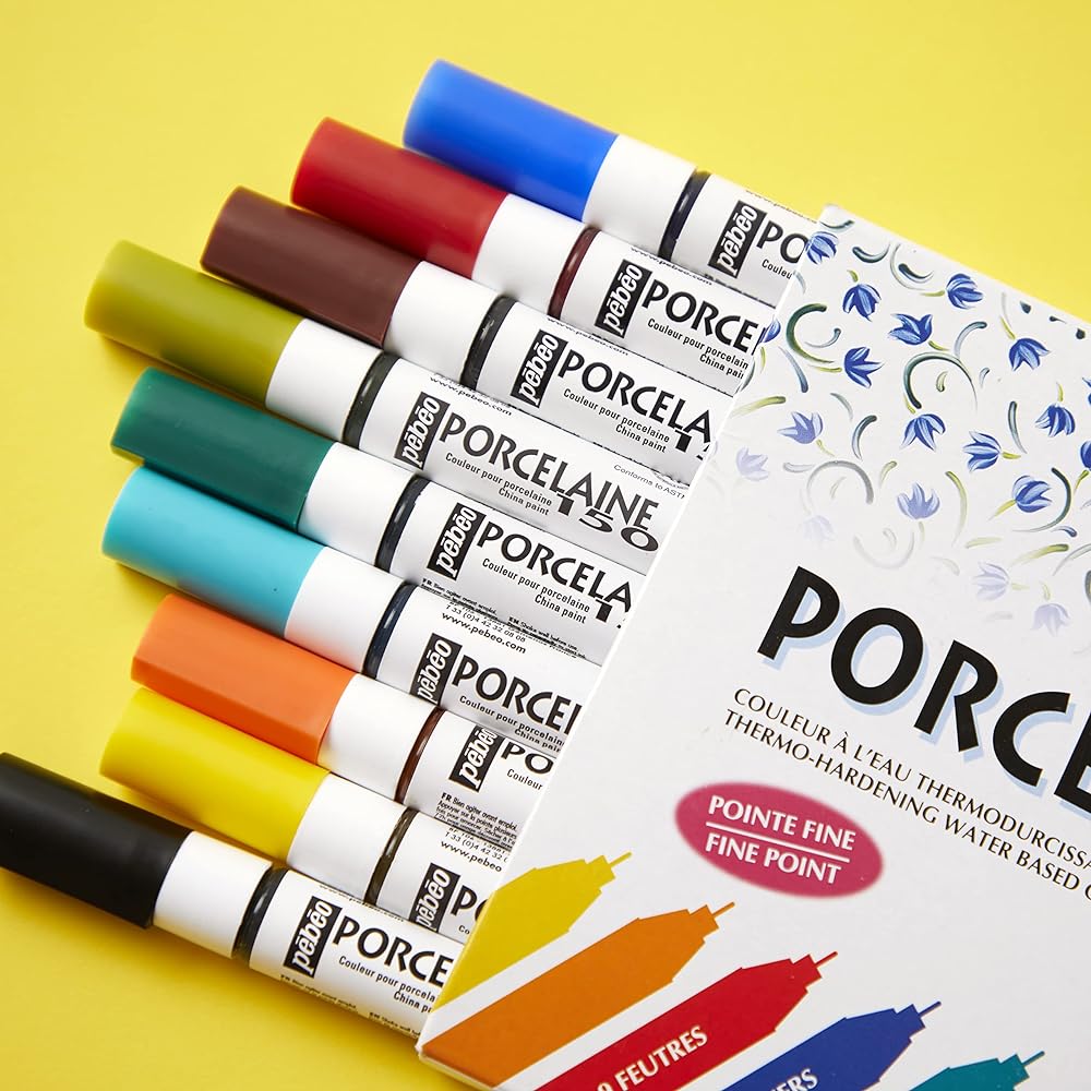 Pebeo Water-based acrylic marker for pottery Porcelain 150 marker 0.7mm x 9 color assorted set
