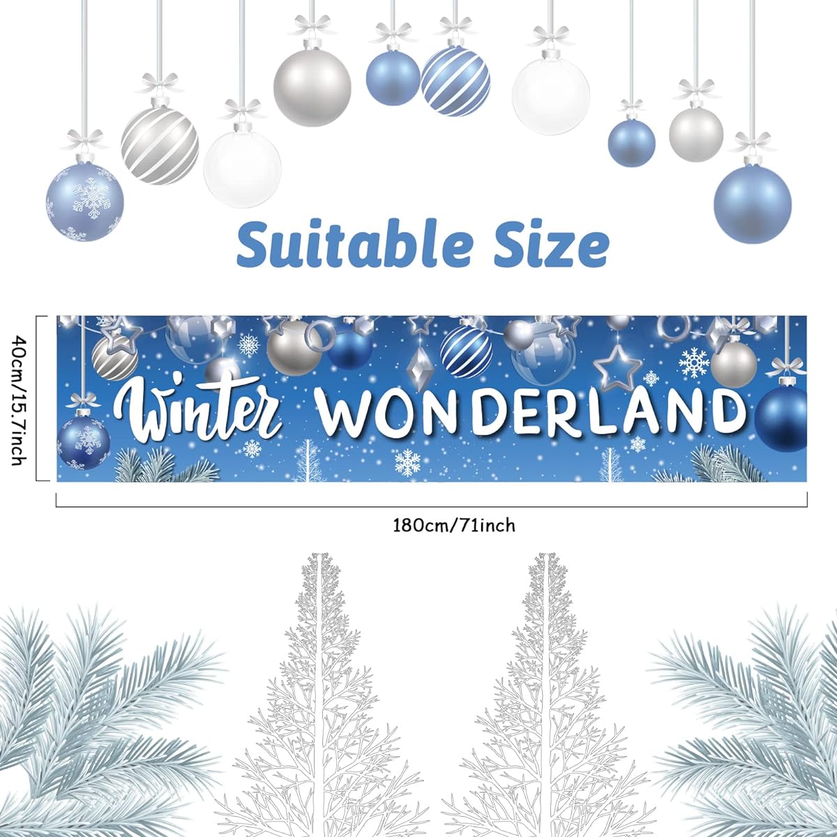 Winter Wonderland Themed Banner for Boys and Girls Blue Winter Wonderland Birthday Baby Shower Party Supplies Decorations Decor Favors Christmas Snowflake Photo Backdrop