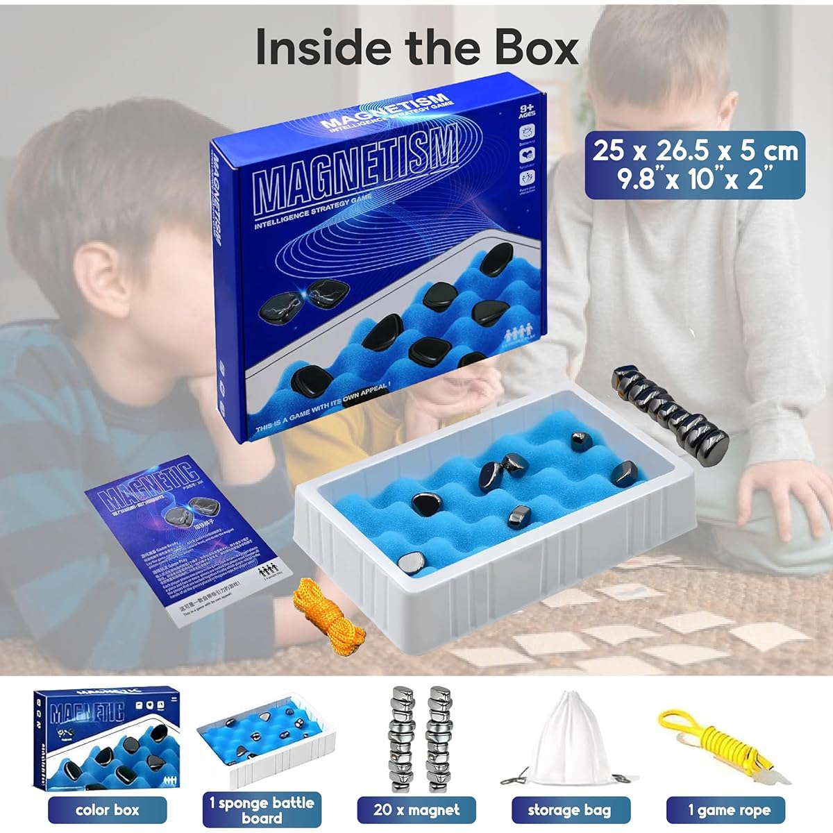 Dhrana Magnetic Chess Game Set with Stones, Kluster Magnetic Lock Board Game for Adults and Kids 6-8-12, Family Night with String, Tabletop Portable Strategy Chess Board, Tabletop Game Set (Style 1)