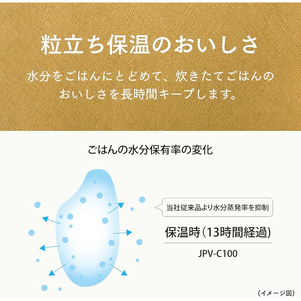 Tiger Thermos (TIGER) Rice Cooker, 5.5 Cups, Pressure IH, Freshly Cooked, Far-infrared 3-layer Earthen Pot Coated Pot, Grainy Heat Retention, Easy to Clean, Gloss Black JPV-C100KG