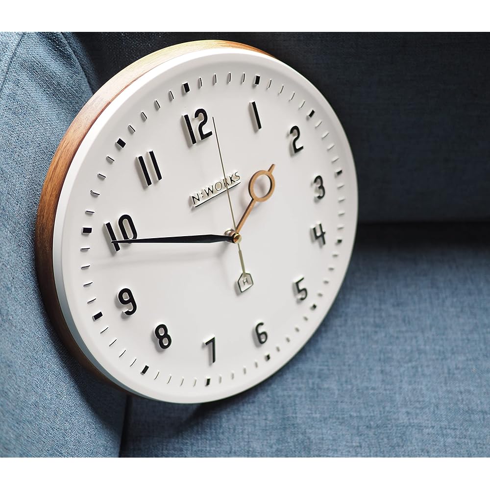 Interform Wall Clock Kempi CL-3931 White Black Wood Sweep Movement