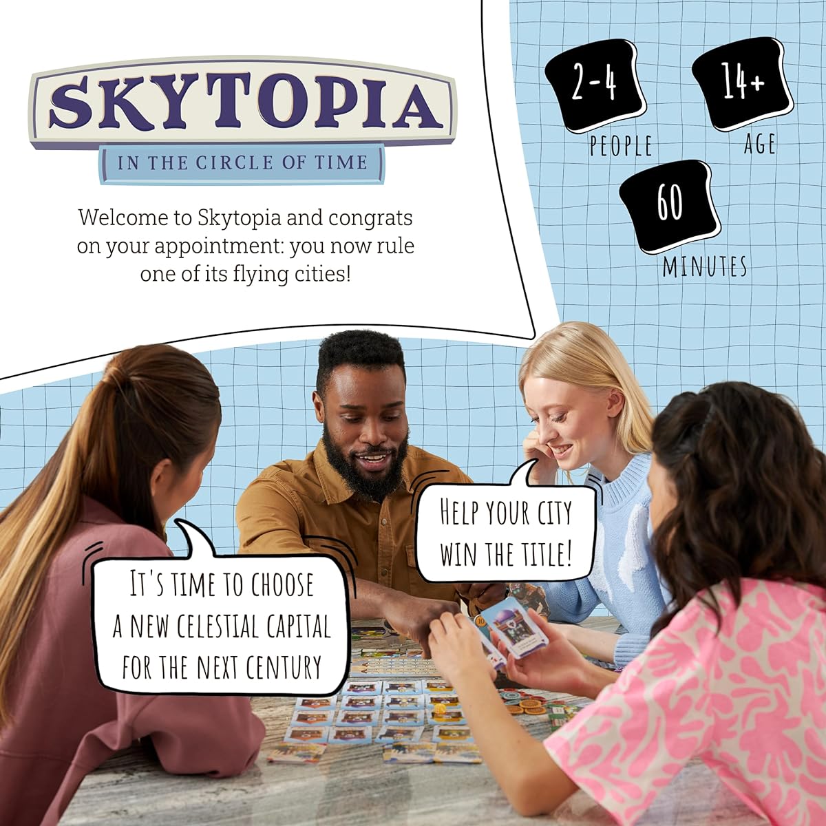 SkyTopia | Strategy Board Game | Strategy Game for Adults and Families | Family Game for Teens and Adults | Ages 14+ | 2-4 Players | Average Play Time 60 minutes