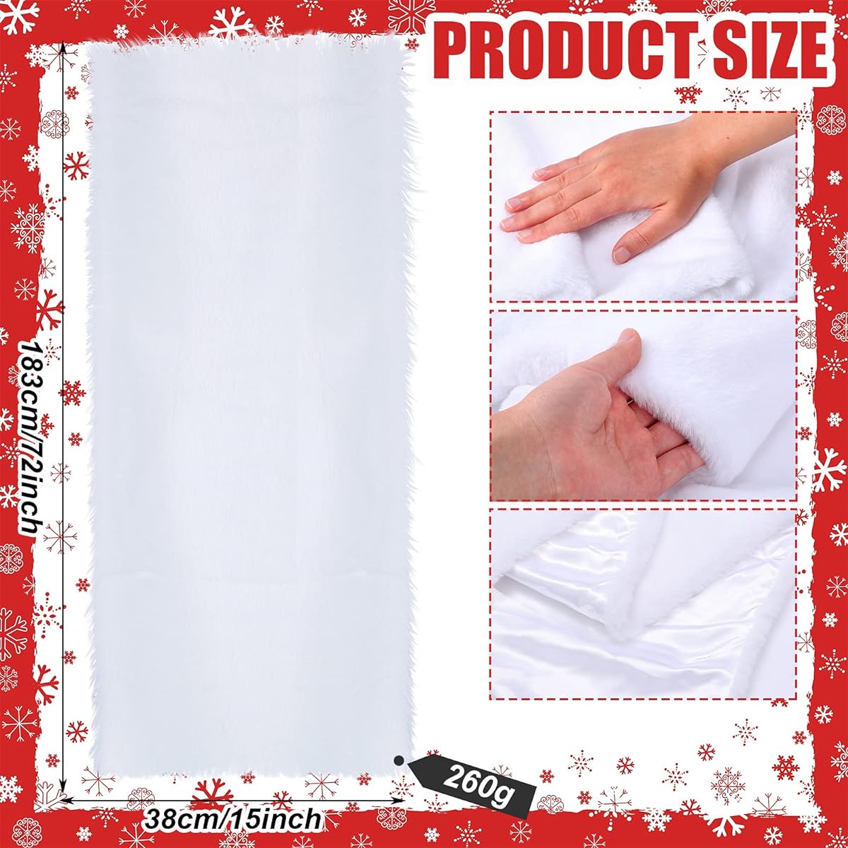 Breling 2 Piece Christmas Faux Fur Table Runner 72 x 15 Inch Christmas White Fur Table Runner Winter Snow White Table Runner Christmas Rectangle Faux Fur Table Decor Christmas Holiday Table Decor