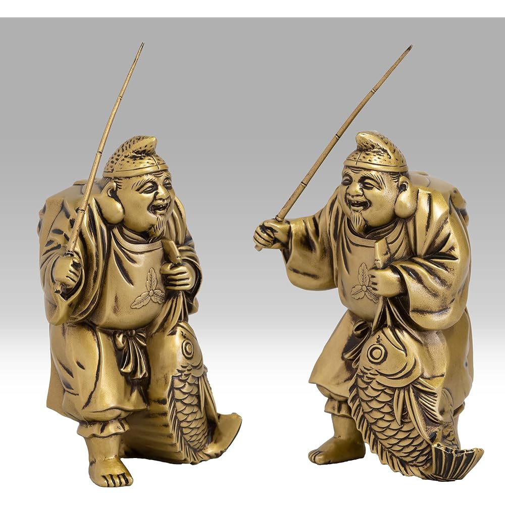Seven Lucky Gods of Good Luck Ebisu Silky Gold Buddhist sculptor: Hideun Makita Prototype_Kobiki Buddha Statue Ornament Takaoka Copperware (Ebisu 7F)