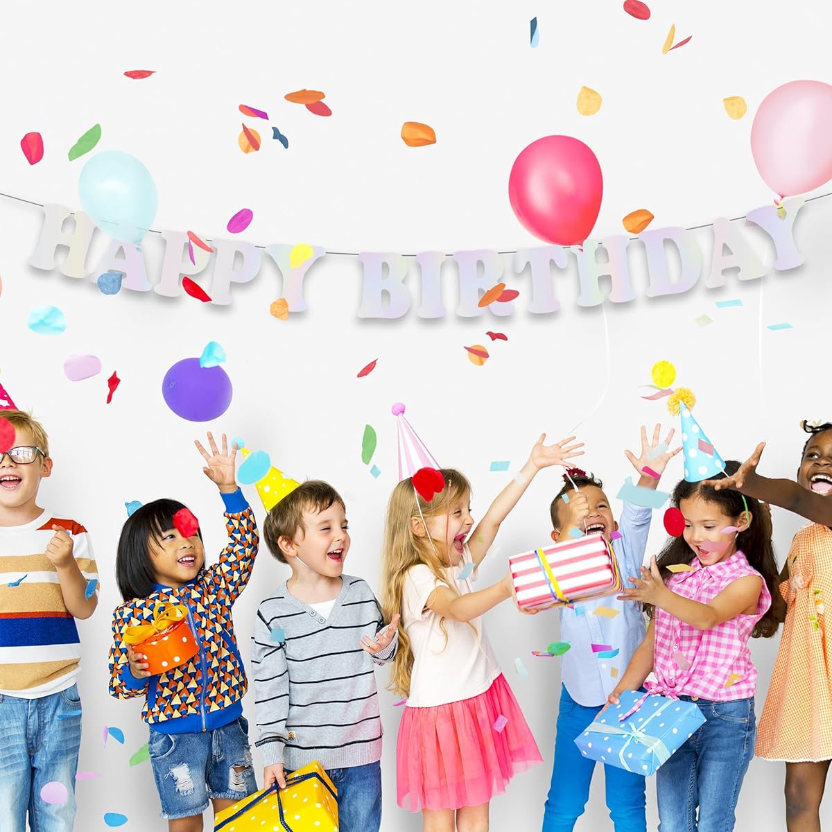 13pcs Laser Happy Birthday Banner Birthday Party Supplies Garland Decorations Boy/Girl Birthday Signs Nursery Hanging Decor