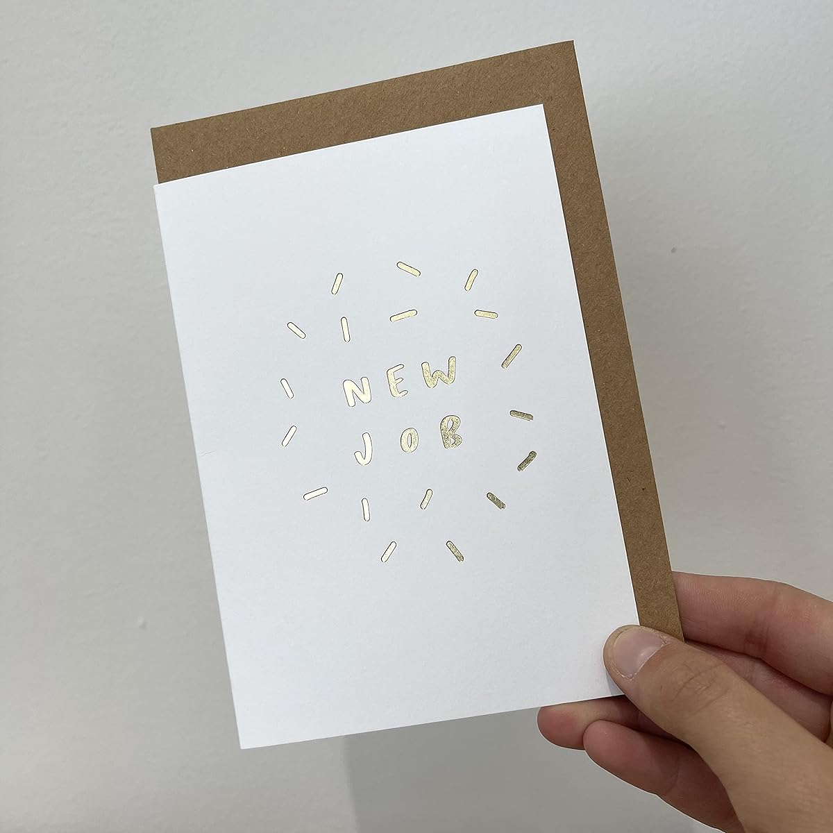 Old English Co. New Job Cards for Him or Her - Fun Gold Foil Congratulations Promotional Cards for Friends and Family - Celebrate New Job Cards for Men and Women | Blank Inside & Envelope Included