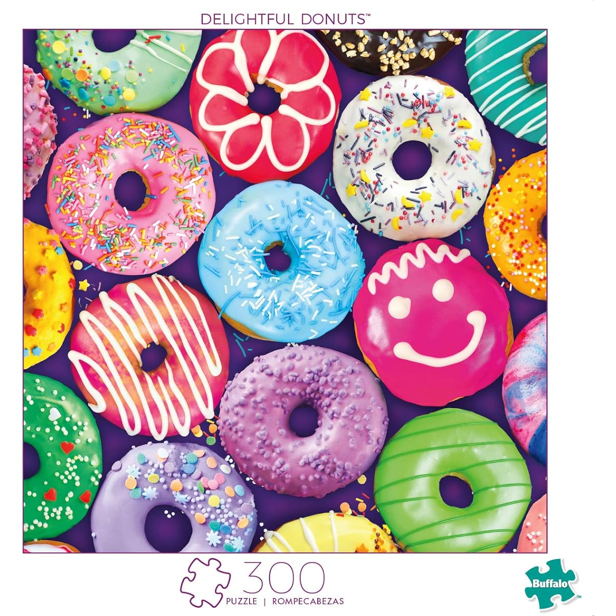 Buffalo Games - Delightful Donuts - 300 Piece Large Piece Jigsaw Puzzle, Multicolor, 18"L x 18"W