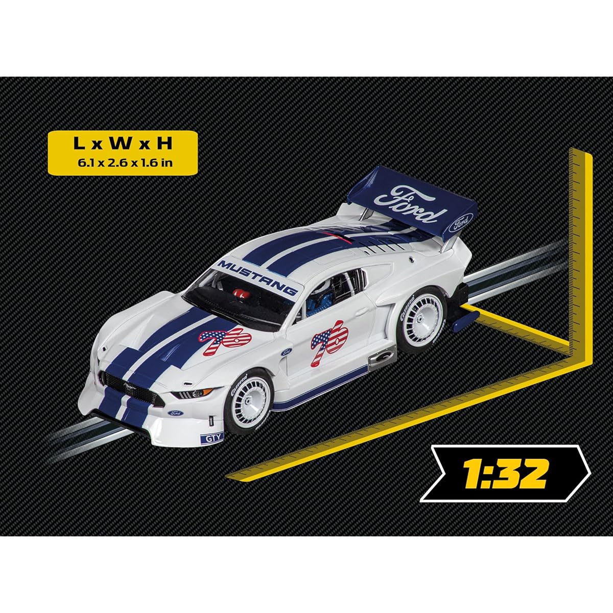 Carrera 27752 Ford Mustang GTY No.76 1:32 Scale Analog Slot Car Race Vehicle Evolution Slot Car Race Track