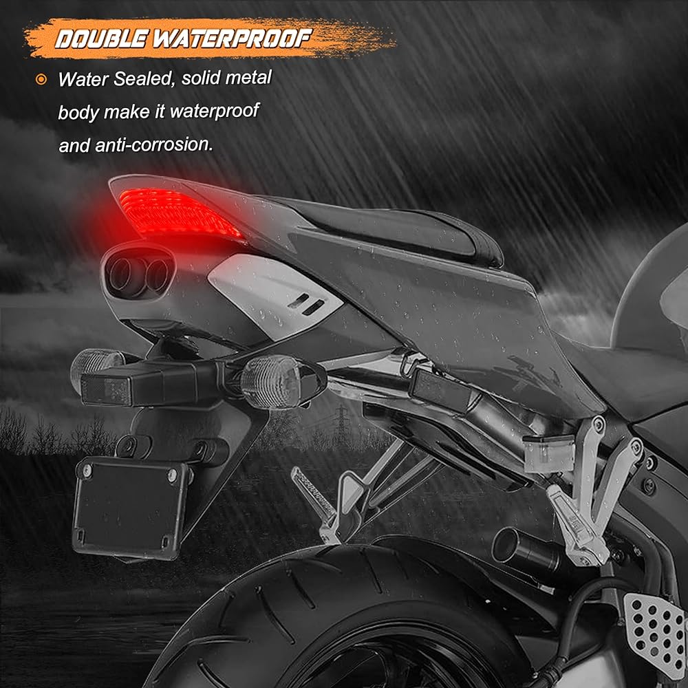 NTHREEAUTO Motorcycle Smoke LED Tail Light 12V Brake Tail Light with Integrated Turn Signal Compatible with Honda CBR600RR 2003-2006 CBR1000RR 2004-2007