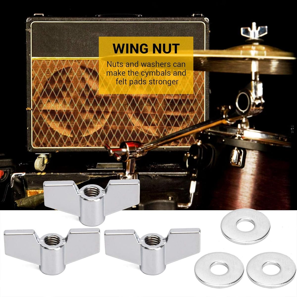 Facmogu 23PCS Cymbal Replacement Accessories, Cymbal Stand Felts, Drum Cymbal Felt Pads Include Wing Nuts, Washers, Cymbal Sleeves & Drum Key - Black