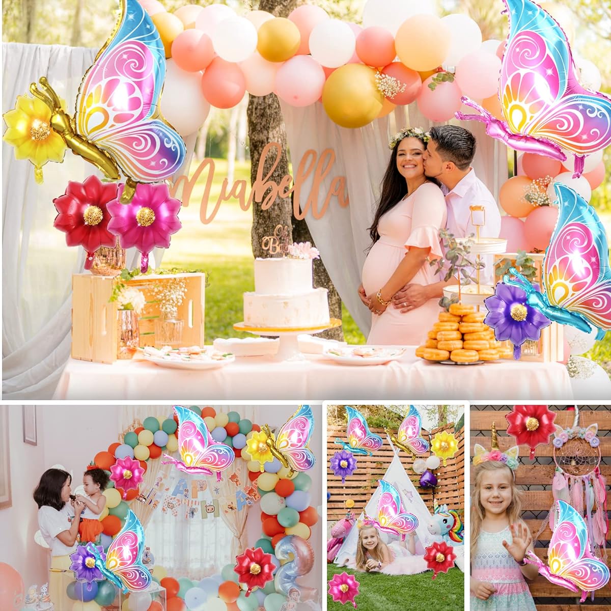 Butterfly balloons (10 pieces, butterflies and flowers)