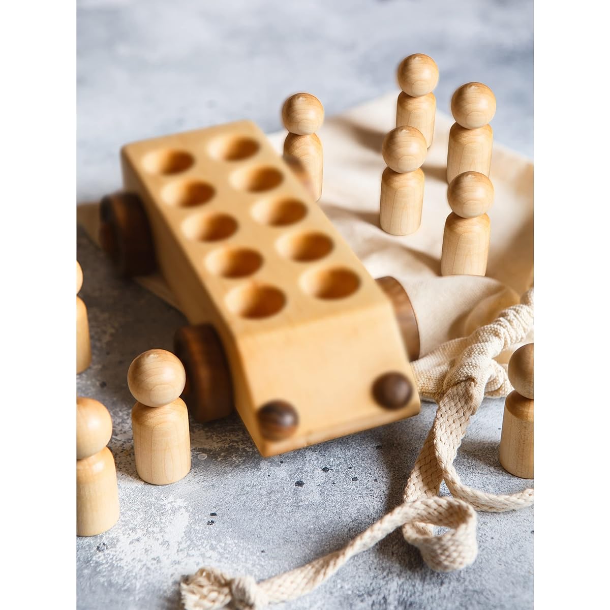ILOT Peg Dolls Unfinished 2-3/8 Inch 30 Pack Wooden Peg People Kids Craft Chess Pieces Cake Topper