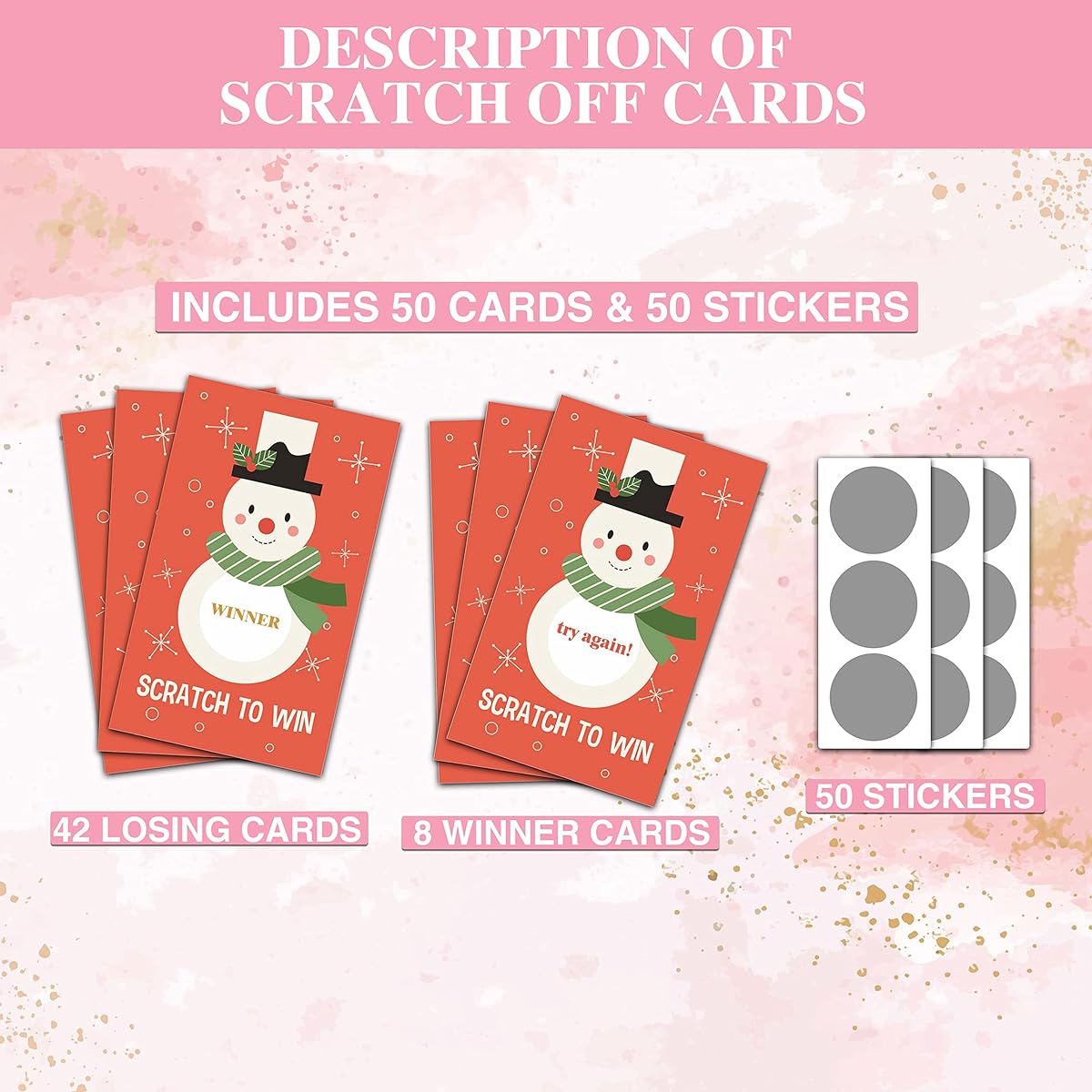 Christmas Scratch Off Game Cards - Christmas Party Scratch Game for Kids and Adults - Christmas Raffle Tickets - Holiday/New Year's Party Activities & Supplies Decorations - 50 Pack(02)