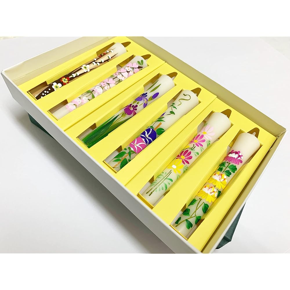 (Packaged item with gift tag) Picture candles, flower candles, No. 3, 6 pieces, hand-painted (handwritten) flower candle set, Japanese candles, picture candles, spring, summer, fall, winter, candles, memorial services, Buddhist altars, shrines, gifts, of
