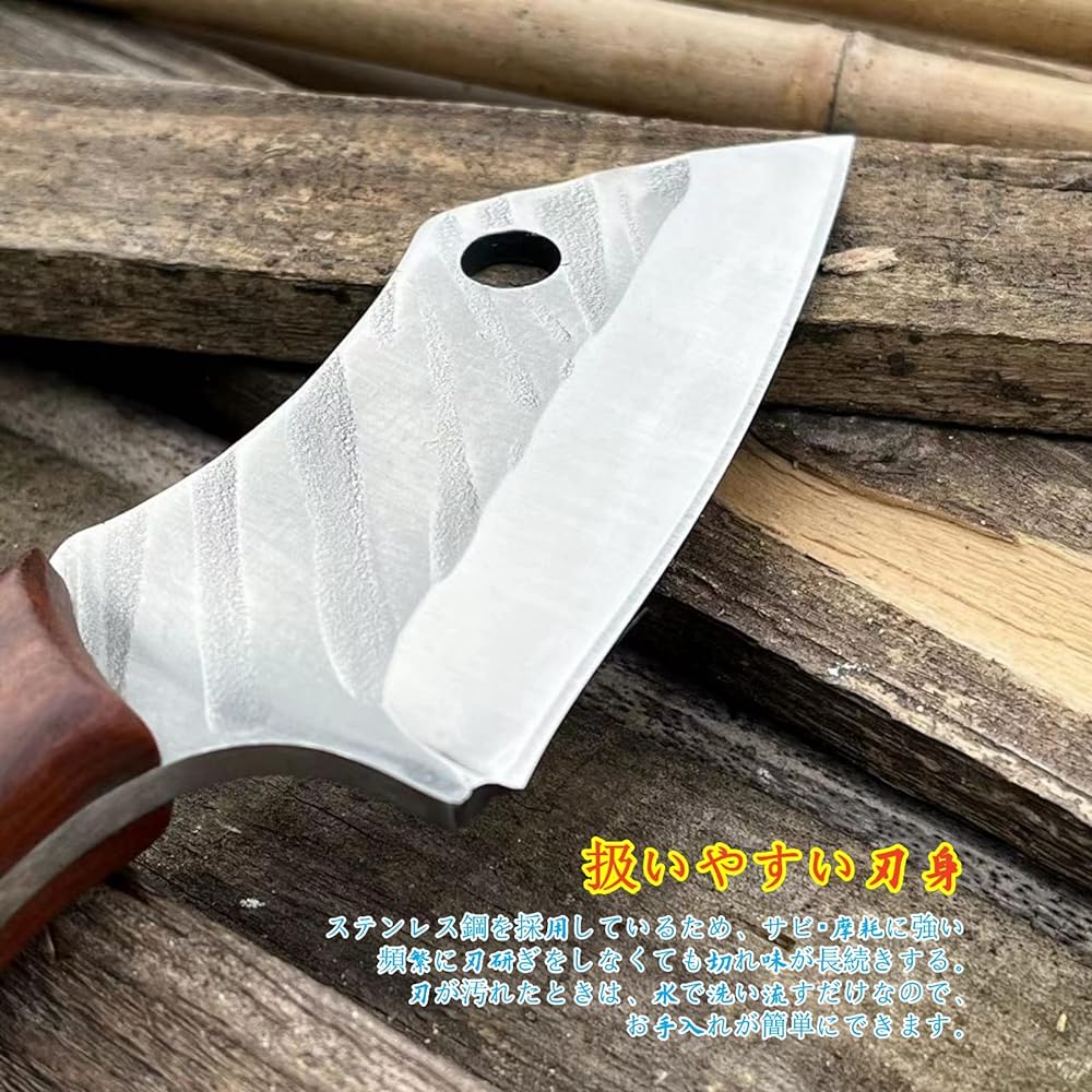 Irai Utaki Kitchen Knife, Cutting, Blade Length 100mm, Outdoor Knife, Full Tang Structure, Fishing, Stainless Steel, Redwood Grip, Fishing, Camping Sheath Knife, Comes with Leather Storage Sheath (Killing/Blade Length 100mm)