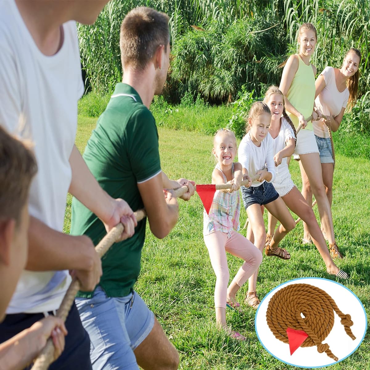 Outdoor Games 20ft Tug of War Rope for Kids and Adults, Perfect for Field Day, Family, Reunion, Birthday Party, Yard, Lawn Games, Summer Outdoor, Camping, Picnic, Carnival Games, Team Building Activities