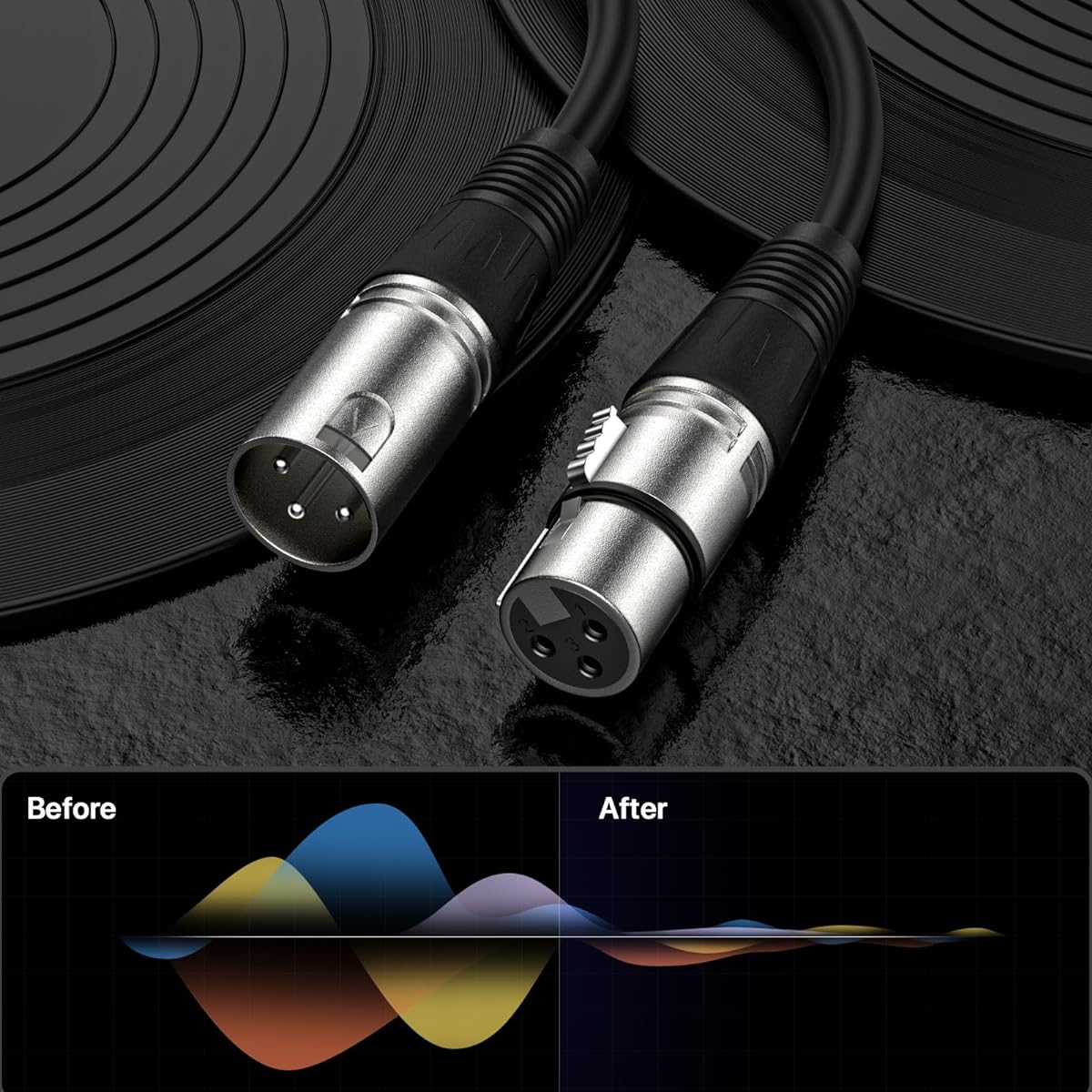 NUOSIYA XLR Cable 25ft 6 Pack XLR Male to Female 3 Pin Balanced Microphone Cable