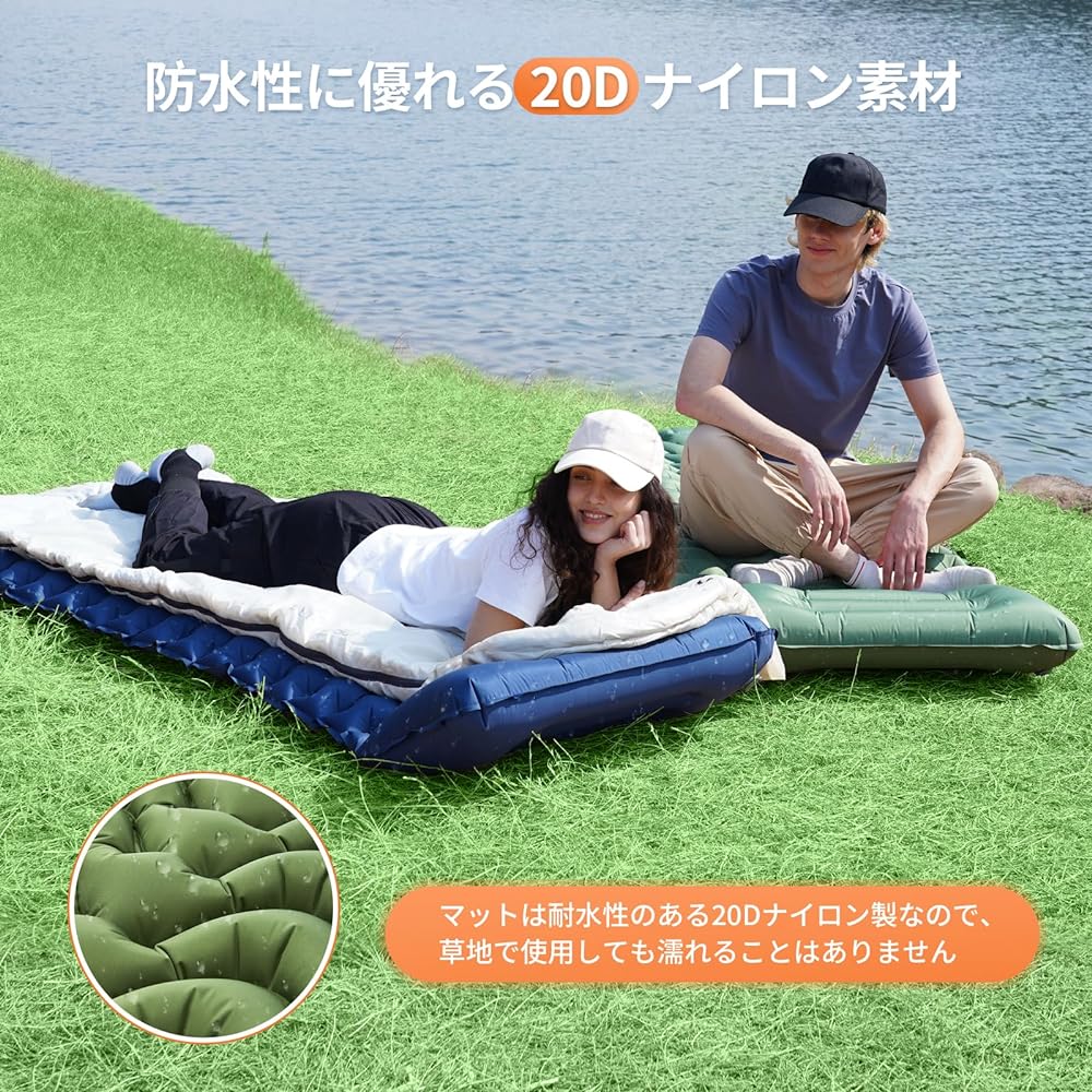 KingCamp Air Mat, Foot-operated Camping Mat, Infinitely Connectable, Includes Pillow, Lightweight, Waterproof, Tideproof, Compact, Foldable, Inflator Mat, Sleeping in Car Mat, For Napping, Sleeping in Car, Sleeping in Tent, Camping, Disaster Prevention