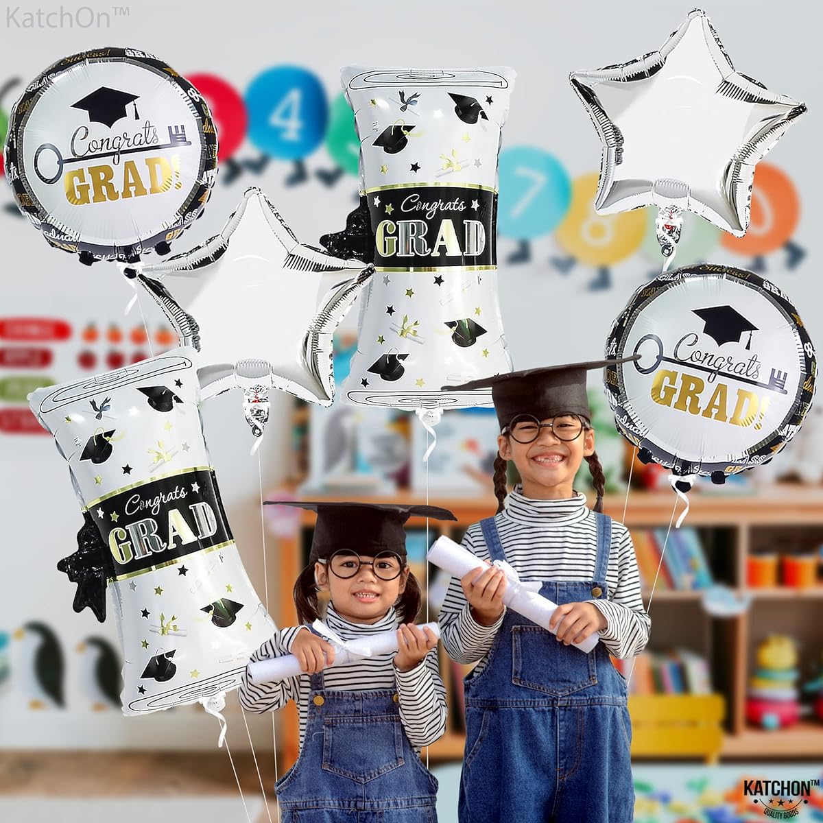 Graduation Mylar Graduation Balloons 2021 Large 28" 18" Round Congratulations Balloons Graduation Mylar Balloons for Kindergarten Graduation Party Graduation Decorations for 2021 Graduation Party Graduation Decorations 2021