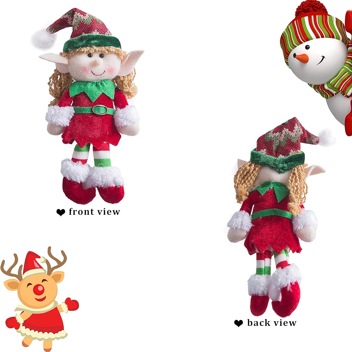 WEWILL Cute Flexible Christmas Elf Dolls 4 Pieces Set Party Home Decoration Holiday Plush Characters 12 Inch CS022
