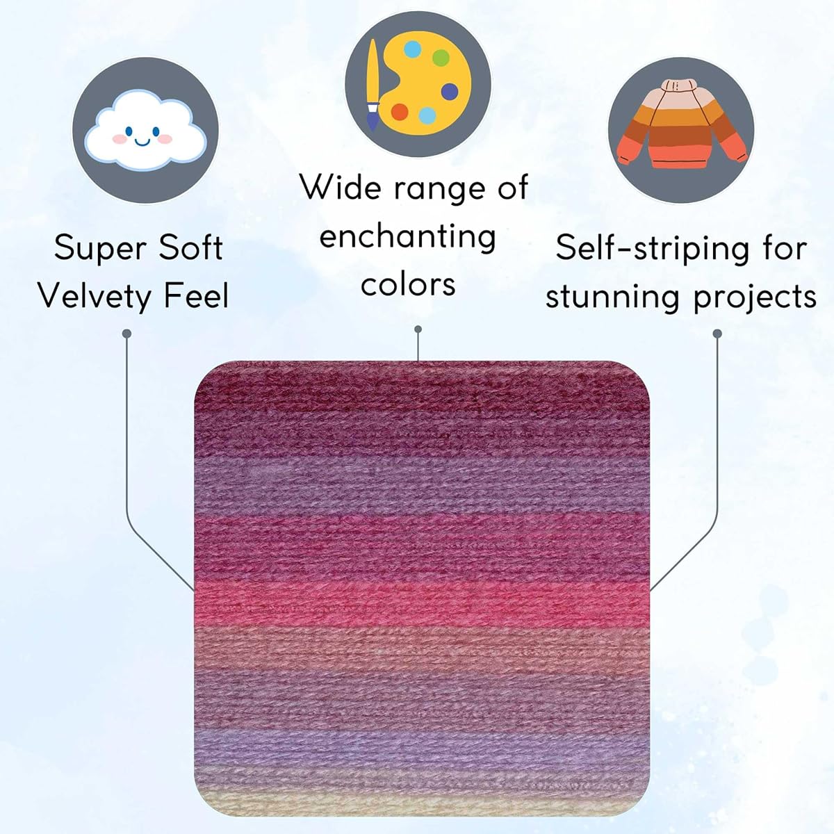 Lion Brand Knitting Yarn Mandala 3 Skin Factory Pack (Matching Dye Lots) with 1 Artsiga Crafts Project Bag, Pack of 3, MPN-525-200