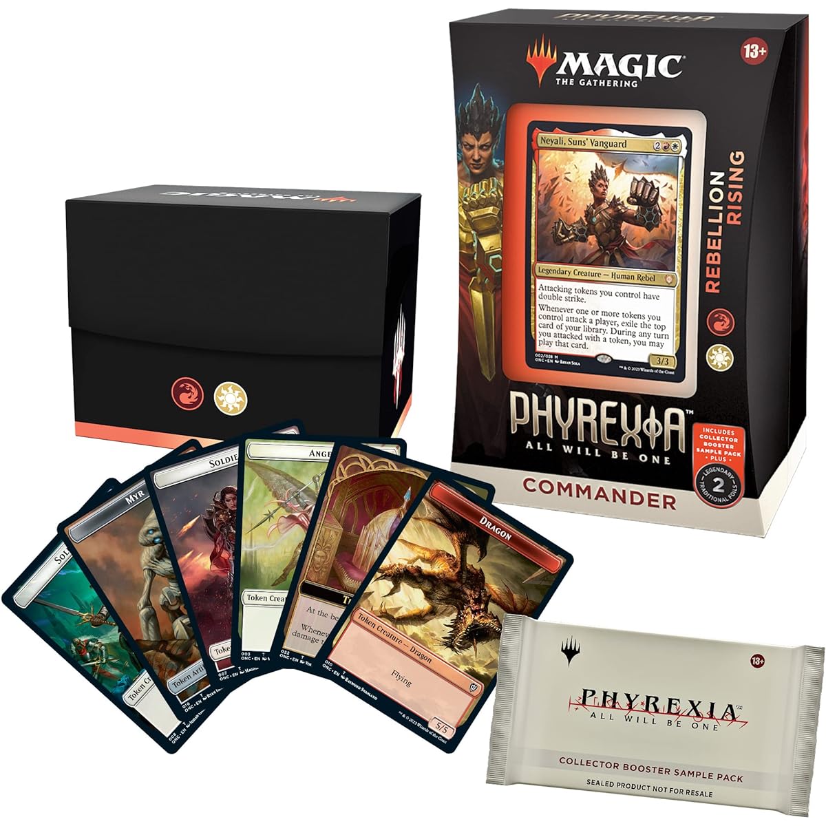 Magic: The Gathering Phyrexia: All Will Be One Commander Deck Rebellion Rising + Collector Booster Sample Pack
